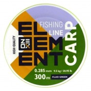 Волосінь рибальська, ZEOX Element Carp Fluo Green, 300м, перетин 0,285мм